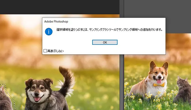 【Photoshop】画像の一部の不要な部分を除去する方法(コンテンツに応じた塗りつぶし) サンプリング領域の追加