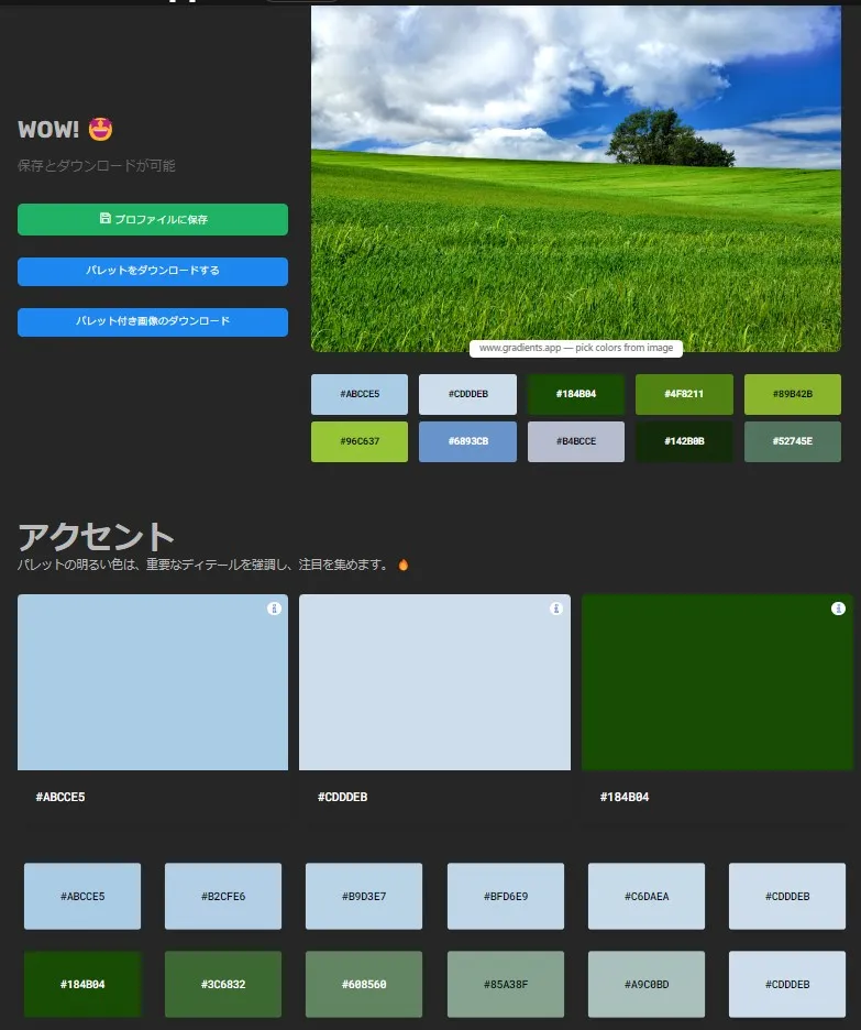9つの複数カラー編集ツールが使えるWebサービス 写真から色抽出詳細